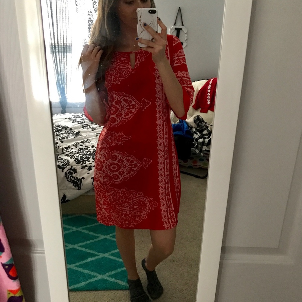 Red shift dress